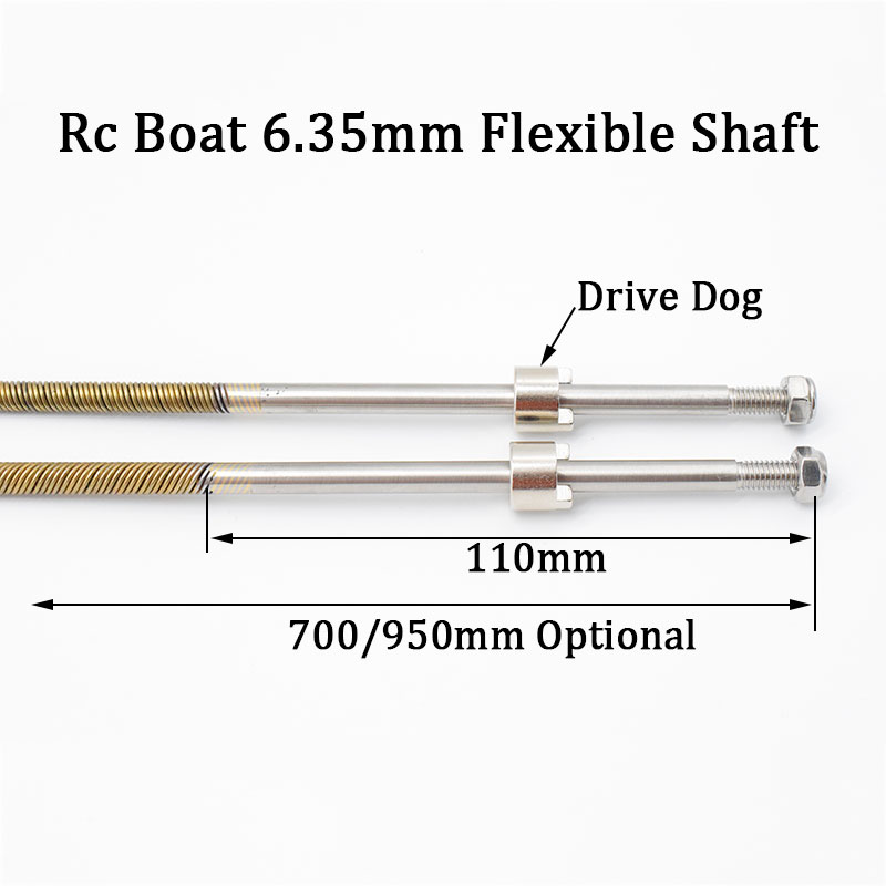 Propeller Balancer Tool - ドライブドッグ付きの柔軟で柔軟なプロペラシャフト,rcボート,長さ700〜950mm, 6.35mm, 1/4インチ,正の左と逆 (右)